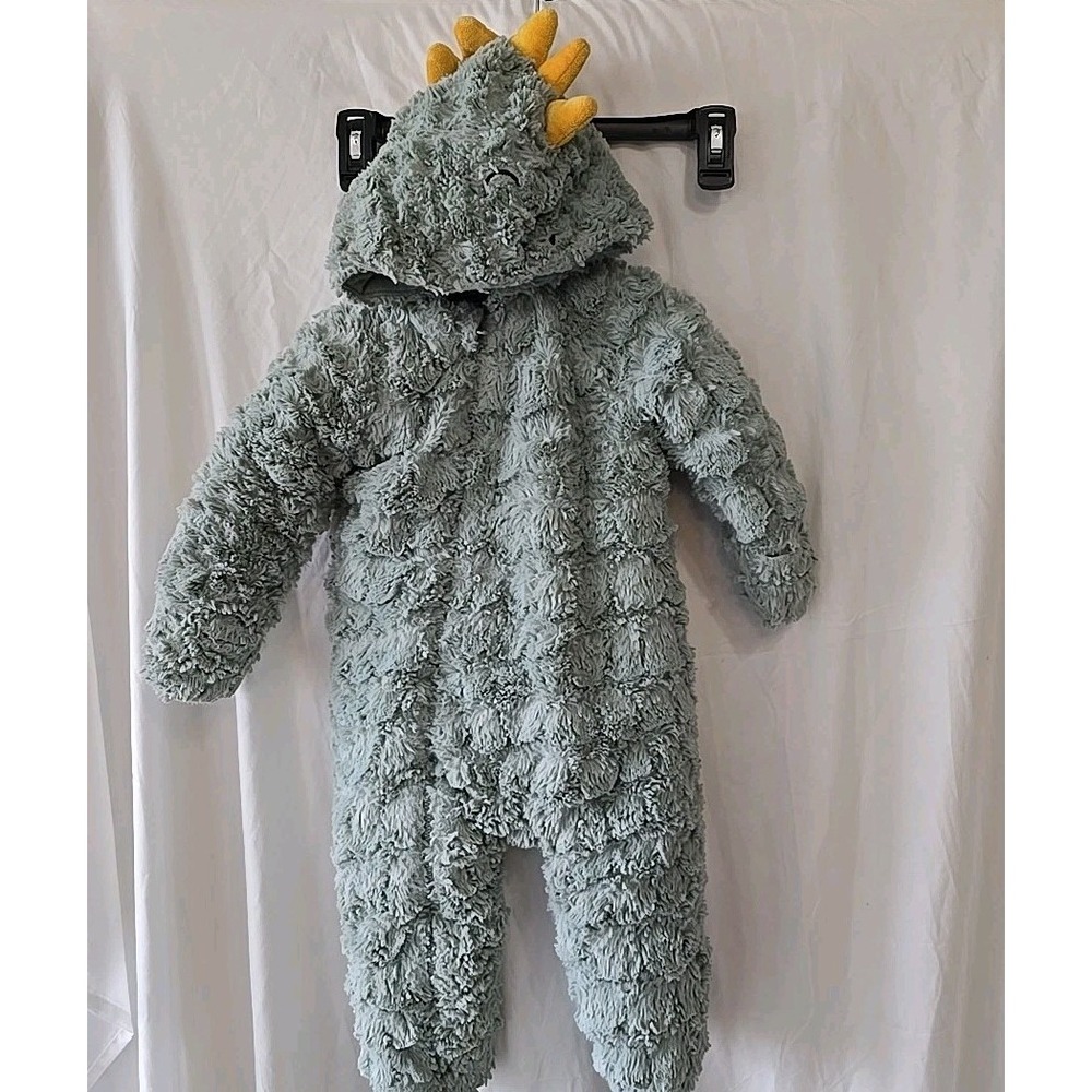 Koala Baby 1-piece Plush Pram Full-zip Winter Fleece Green Dinosaur 12-18MO Hood
